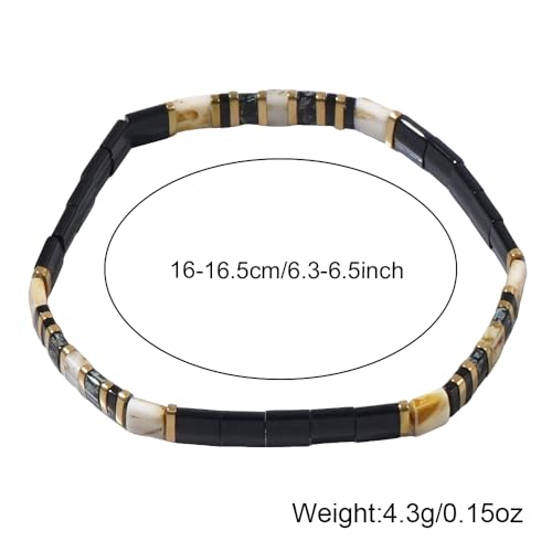 Candy Colorful Tila Flat Beads Bracelets for Women Trendy Unique Friendship Handmade Stackable Christmas Jewelry Gifts - color: black