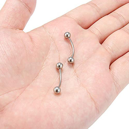 SCERRING 2-8PCS 16G G23 Titanium Curved Eyebrow Barbell Tragus Helix Ear Belly Lip Nipple Tongue Ring Body Piercing Jewelry 6-16mm - style: 2PCS - 16mm