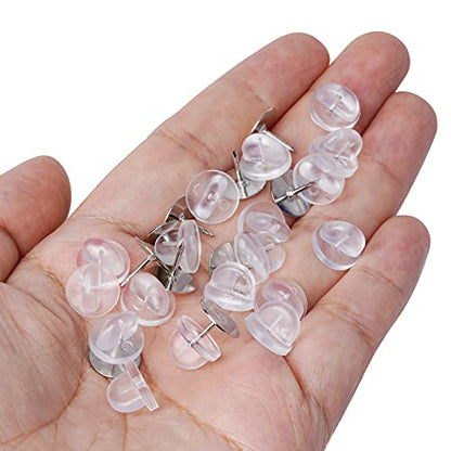 400pcs PVC Rubber Pin Backs Heliltd Butterfly Clutch Pins Tie Tacks Blank Pins for Uniform Badges Backing Holder Clasp Lapel Pin Enamel Pins(200 Sets, Clear) - color: Clear