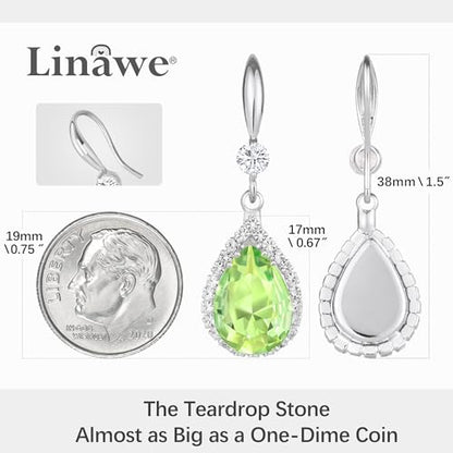 Linawe Imitation Diamond Dangle Earrings for Women Trendy, Rhinestone Drop Chandelier Earrings, Teardrop Crystal Cubic Zirconia Wedding Jewelry Set, 14K Gold/Rose Gold/Silver Tone - color: Silver,August