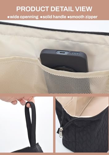 TeeYee Nylon Hair Tools Travel Bag for Dyson Airwrap Quilted Toiletry Bag | Travel Storage Bag for Shark Flexstyle/Curling Iron,Water-repellent,Wide-open,Well-structured,Heat-safe lining,002black - color: 002Black