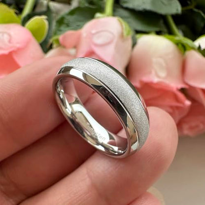 TUTISS 6mm 8mm Black/Gold/Rose Gold/White Tungsten Rings for Men Women Fashion Engagement Wedding Bands Sandblasted Finish I Love You Engraved Comfort Fit - color: 6mm White Tungsten