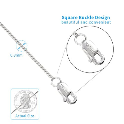 NAG.HC 925 Sterling Silver Chain 0.8MM Delicate Box Chain - Italian Necklace Chain - Tiny&Thin&Strong -Friendly Price & Quality 14"-30" - color: Silver, size: 17.00