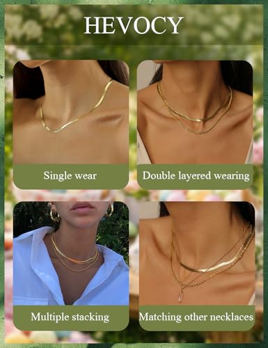 Gold & Silver Necklace Set for Women Trendy | 3 Layered Chain Necklace Stack - Non Tarnish Adjustable Cuban Rope Herringbone Necklaces for Women Jewelry Gifts - color: Gold