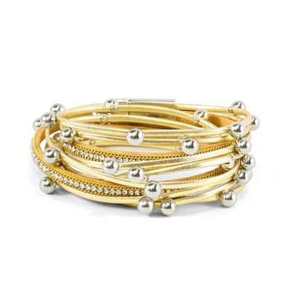 Wrapped Bracelets for Women,Leather Boho Bracelets for Women - color: Doubleloop-Gold