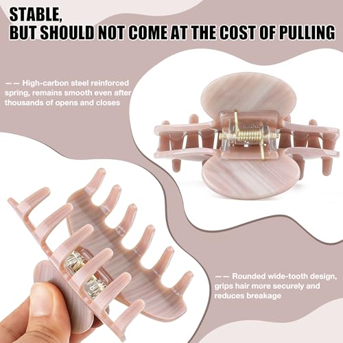Hair Claw Clips for Thick Hair, Nonslip Large Hair Clips for Women | Celluloid Butterfly Jaw Clips, Big Acetate Brown Claw Clip Strong Hold for Women，Jumbo French Hairclip 4inch - color: Mocha Claw Clip