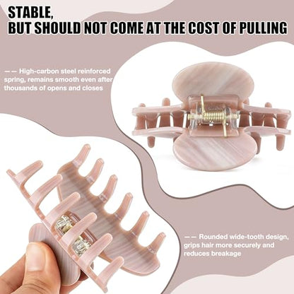 Hair Claw Clips for Thick Hair, Nonslip Large Hair Clips for Women | Celluloid Butterfly Jaw Clips, Big Acetate Brown Claw Clip Strong Hold for Women，Jumbo French Hairclip 4inch - color: Mocha Claw Clip