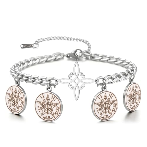 Dreamtimes Witches Knot Bracelet Tetragrammaton Pentagram Bracelet Stainless Steel Celtic Knot Bracelets for Women Men Protection Jewelry Witch Amulet and Talisman - style: Style 1