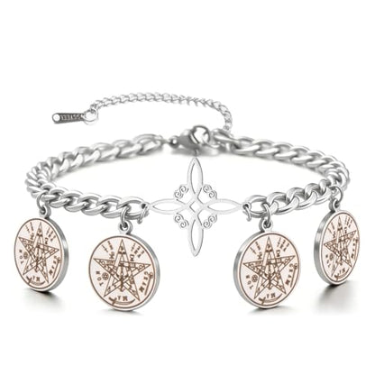 Dreamtimes Witches Knot Bracelet Tetragrammaton Pentagram Bracelet Stainless Steel Celtic Knot Bracelets for Women Men Protection Jewelry Witch Amulet and Talisman - style: Style 1