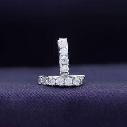 Dainty Cartilage Huggie Hoop Earrings Women in 18K Gold Plated | Round Moissanite in 18K Gold Plated Jewelry for Her - color: White Gold, size: 11 MM