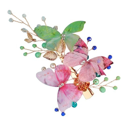 Wedding Hair Clips, Crystal Hair Pins Pearl Rhinestone Hair Barrettes, Bridal Flower Hair Pieces Pearl Headpieces Hair Accessories for Women Girls (Colourful) - color: Colourful