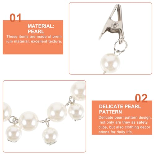 VILLCASE 4pcs Faux Pearl Sweater Clips for Cardigans - Elegant Vintage Shawl Collar Clasps, Dress Cinch Back Clips, Retro Cape Cloak Holder Brooch Pins for Women Wedding Party