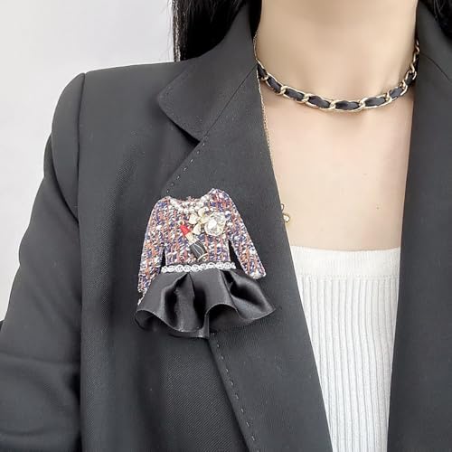 Fabric Dress Brooch Lapel Pin Lipstick Enamel Flower Cultured Pearl Crystal Pins Clip Suit Bags Backpack Scarf Clothes Accessories Brooches Fashion Jewelry for Women Mother - color: Brown