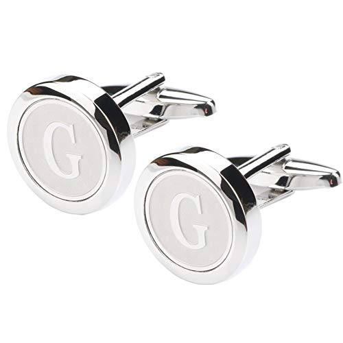 Mens Classic Stainless Steel Initial Cufflinks 26 Alphabet Initial Letter Cufflinks Business Wedding Shirts A-Z - style: G