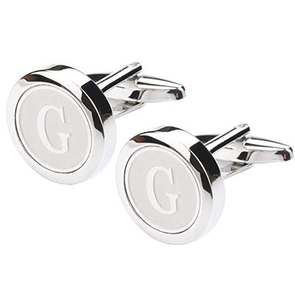 Mens Classic Stainless Steel Initial Cufflinks 26 Alphabet Initial Letter Cufflinks Business Wedding Shirts A-Z - style: G