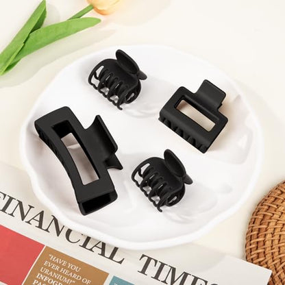 12 PCS Hair Claw Clips for Women – Small Medium Large Claw Clips for Thin or Thick Hair (Black) - color: Black
