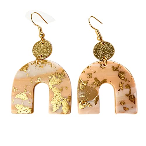 Retro Wooden Resin Geometric Bar Drop Dangle Earrings Layered Leopard for Women Polymer Clay Lightweight Statement Jewelry - style: 4