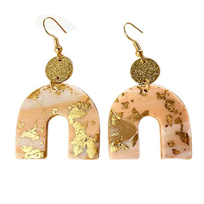 Retro Wooden Resin Geometric Bar Drop Dangle Earrings Layered Leopard for Women Polymer Clay Lightweight Statement Jewelry - style: 4