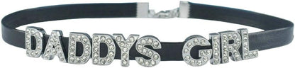 Rhomba DADDY'SGIRL Sexy Choker Necklace for Women | Sexy Matching Couple Cosplay Lingerie, Cute Kawaii Rhinestone, PU Faux Leather Collar, Lover's Bikini Jewelry