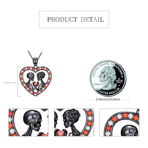 Sterling Silver Halloween Necklace Gothic Jewelry Gifts for Women Men - style: Skeleton-Black A