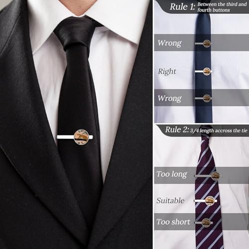Tie Clip for Men, Tie Bar Cufflinks Set, Copper Necktie Clip And Shirt Cuff Links for Business Wedding Gift - color: Jungle Leopard