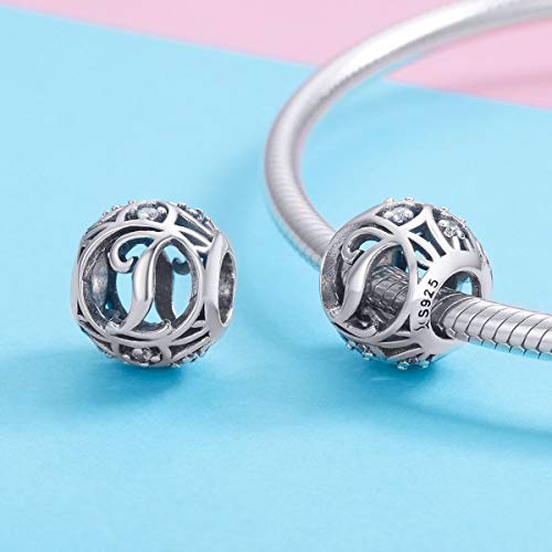 Letter Charms 925 Sterling Silver Initial A-Z Bead Charms | For Bracelets Necklaces, Hypoallergenic,Cubic Zirconia Alphabet Beads, Personalized Gifts for Women - color: I