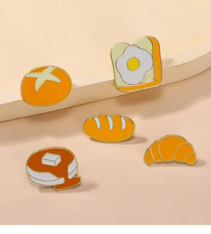 Cute Fastfood Enamel Lapel Pin Set, Cartoon Brooch Badge Pins for Backpacks Clothes Bags DIY Party Decoration for Women Kids Gifts