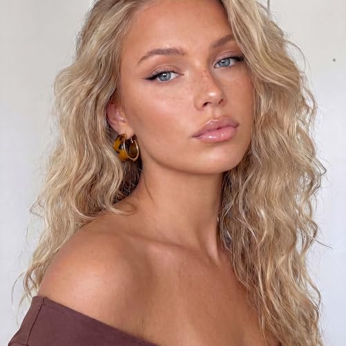 Dr's gift Chunky Leopard Print Earrings for Women 14K Gold Plated Statement Huggie Hoop Earrings Brown Acrylic Tortoise Resin Cheetah Trendy Jewelry - color: Leopard 3