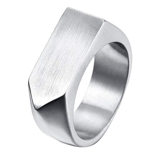 Men's Stainless Steel Simple Square Band Ring Signet Style