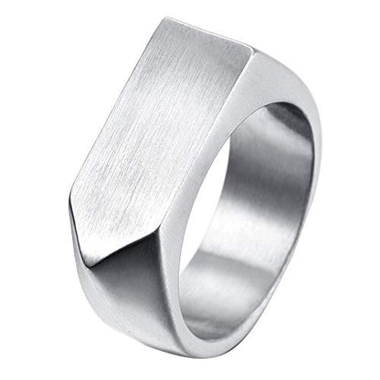 Men's Stainless Steel Simple Square Band Ring Signet Style