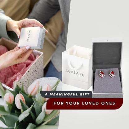 Gifts for Women, Wish Stone Stud Earrings with Birthstone Crystals, 18K Rose Gold Plated or Silver-tone - color: 201-January July-Ruby Red-Silvertone