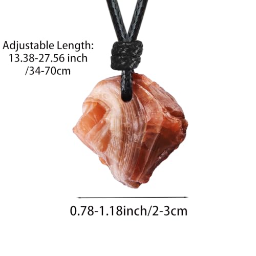 FANASY Natural Raw Crystal Necklace for Women Irregular Stone Necklaces Spiritual Gemstone Pendant with Adjustable Rope - color: South Red Agate
