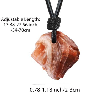 FANASY Natural Raw Crystal Necklace for Women Irregular Stone Necklaces Spiritual Gemstone Pendant with Adjustable Rope - color: South Red Agate
