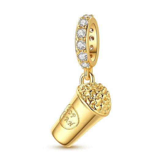 925 Sterling Silver Charms for Bracelets and Necklaces Beads Jewelry Charms for Women - color: Gold Popcorn Charm