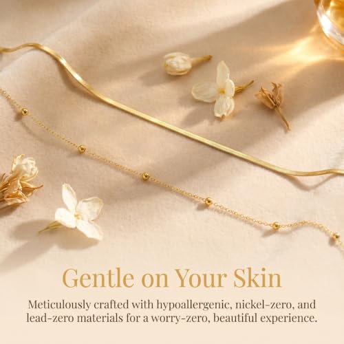 Gold Waist Chain for Women, Layered Adjustable Belly Chain, Snake Body Chain & Beaded Waist Beads, Dainty Bikini Summer Beach Trendy Body Jewelry Accessories