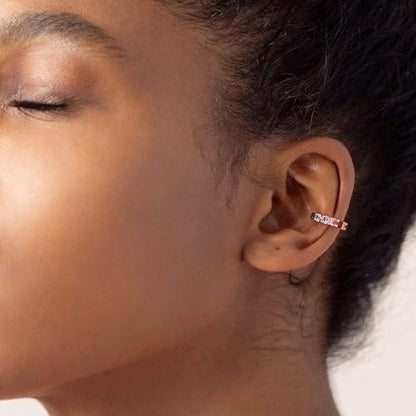 Ear Cuffs Non Piercing for Women 14K Gold Plated Ear Cuff Earrings Colorful Cubic Zirconia Paved Trendy Cartilage Earring Jewelry | Single - color: Multicolor