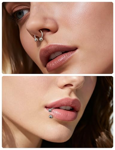 20G 18G 16G 14G 12G ASTM F136 Titanium Horseshoe Septum Nose Ring Piercing Jewelry Circular Barbell Helix Snug Tragus Rook Daith Cartilage Earring Lip Ring Hoop Piercing Jewelry for Women Men - style: 12G, 10mm 12mm 14mm 16mm 19mm Length, Ball