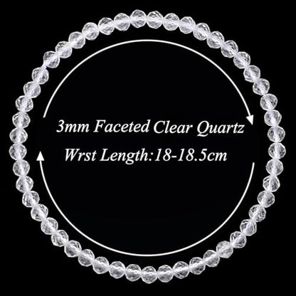 MASSIVE BEADS Natural Genuine Gemstone Beads Healing Crystal Chakra Reiki Jewelry Faceted Round Beads Bracelets 3mm - color: Clear Quartz