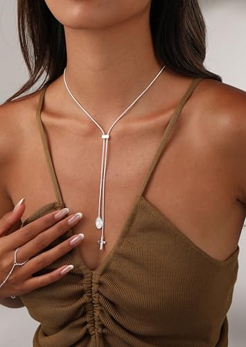 CHESKY Long Necklace for Women, 14k Gold Plated/Streling Silver Lariat Y Necklaces - style: y necklace 11