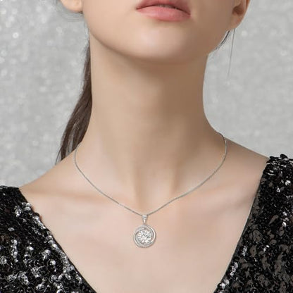 Sterling Silver Pendant Necklace Charms Hypoallergenic Fashion Jewelry Dainty Valentines Day Birthday Gift for Women - style: Circle CZ