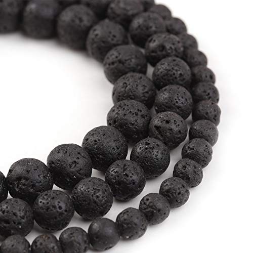 Natural Stone Beads 8mm Black Lava Polished Round Smooth Gemstone Beads for Jewelry Making 15 Inch(Black Lava,8mm) - color: Black Lava, size: 8mm