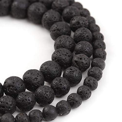 Natural Stone Beads 8mm Black Lava Polished Round Smooth Gemstone Beads for Jewelry Making 15 Inch(Black Lava,8mm) - color: Black Lava, size: 8mm