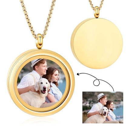 Oinsi Cremation Locket Necklace For Ashes Of Loved One Carry Photo Glass Memorial Urn Jewelry 316L Stainless Steel Keepsake Gifts - color: A-Gold