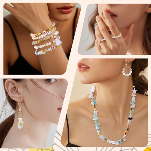 Wurosi 1927PCS Jewelry Making Supplies Kit for Adults,Natural Stone Beads | for Irregular Natural Stone, Charm Bracelet Making Kit, Complete Craft Kit for DIY Bracelet/Necklace/Earring/Rings - color: 1927 Pcs Cyan Bracelet Kit