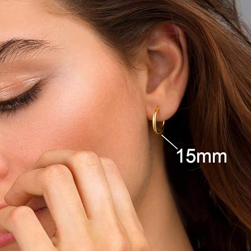 M MOOHAM Hoop Earrings for Women, Hypoallergenic 14K Gold Plated Earrings | Gold Plated Hoop Earrings Set for Sensitive Ears, Earring Stack for Women Trendy, Jewelry Gifts Lightweight 13-60mm