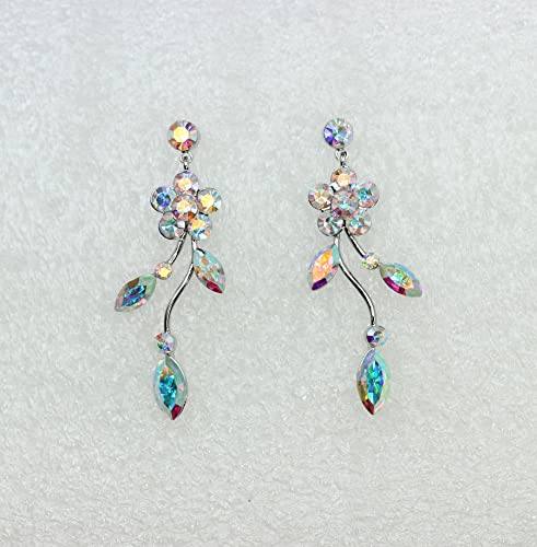 Faship Gorgeous Rhinestone Crystal Floral Necklace Earrings Set - color: AB