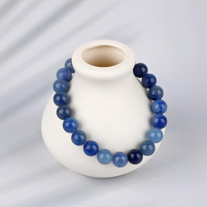 LPBeads Handmade Natural Gemstone Stretch Elastic Bracelet Healing Crystal Round Stone Beads Jewelry Gifts for Women Men - color: Blue Aventurine, size: 8mm