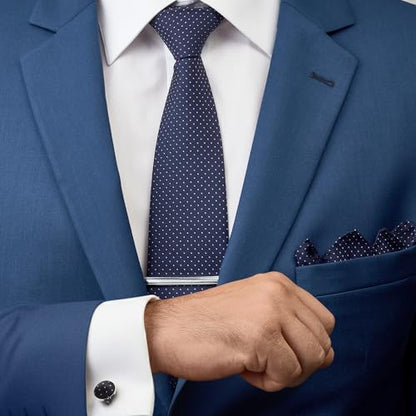 Premium Men’s Gift Tie Set Silky Necktie Pocket Squares Tie Clips Cufflinks For Men - color: Men's Style 2
