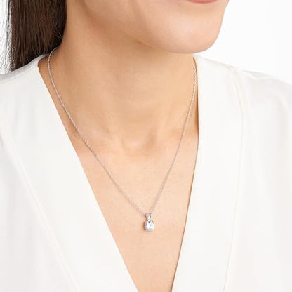 Amazon Essentials Plated Sterling Silver Cubic Zirconia Round Cut Solitaire Pendant Necklace, 18" - color: Platinum, size: 8 mm