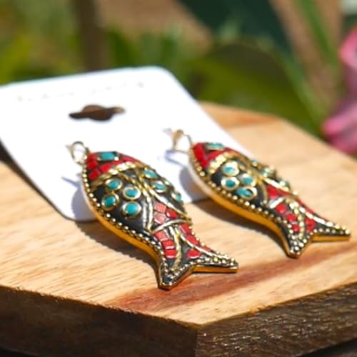 Bohemian Beaded Necklace for Women Long Boho Pendant Wood Mala Beads Wooden Strand Tassel Stone Bohemian Necklaces for Women Jewelry - style: Good Luck Fish